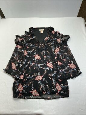 Flying Tomato Dress Cold Shoulder Ruffle Floral Thanksgivings Outfit Women’s M